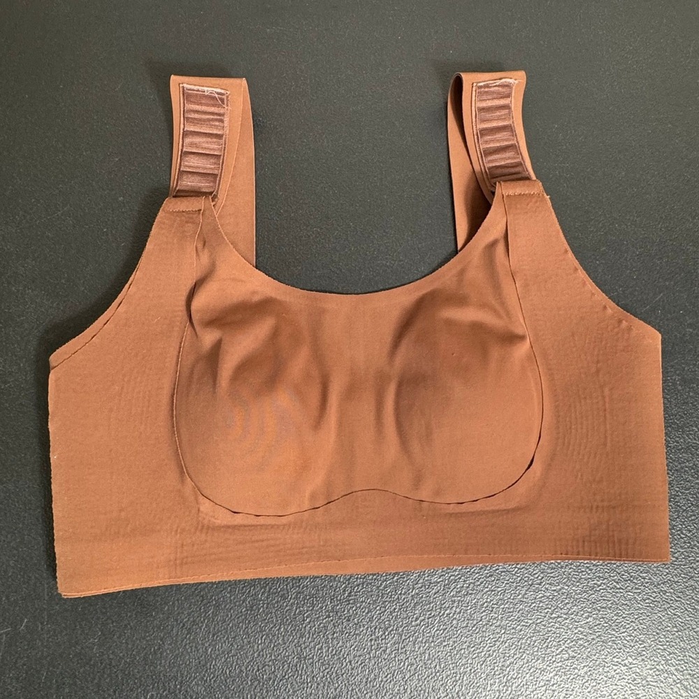 Womens Seamless Wireless‎ Jelly Bra Brown Adjustable Straps Comfort Size M